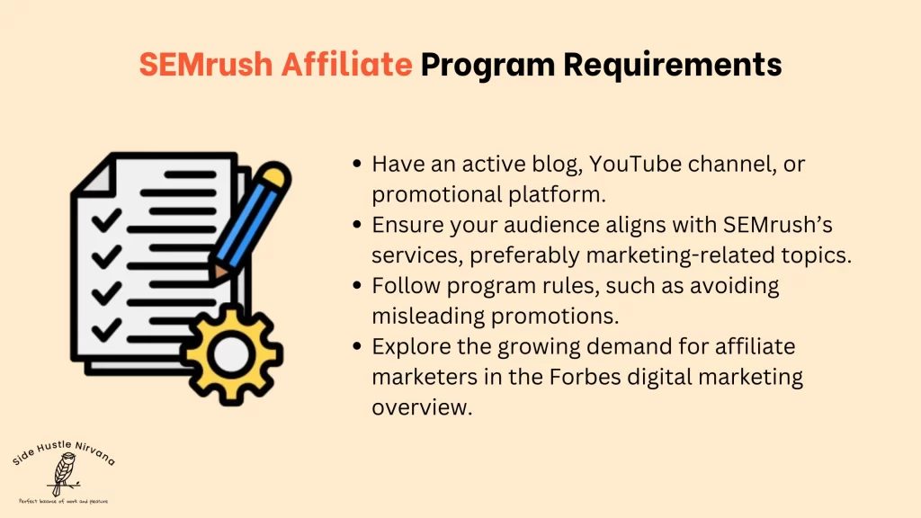 SEMrush Affiliate Program Requirements