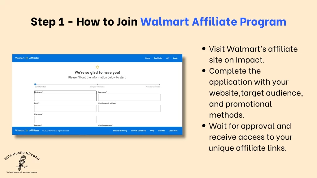 Step 1 - How to Join Walmart Affiliate Program