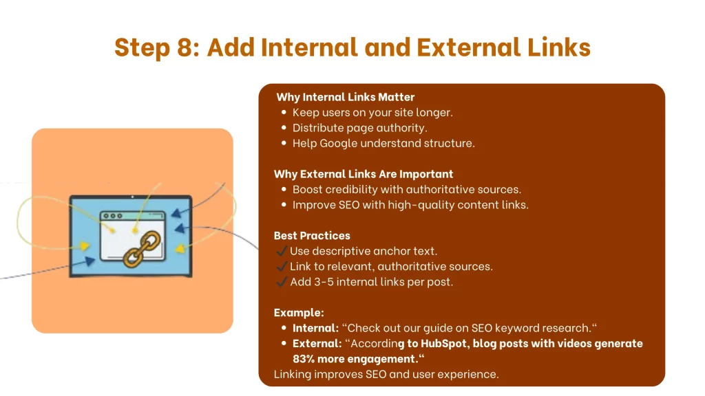 Step 8: Add Internal and External Links