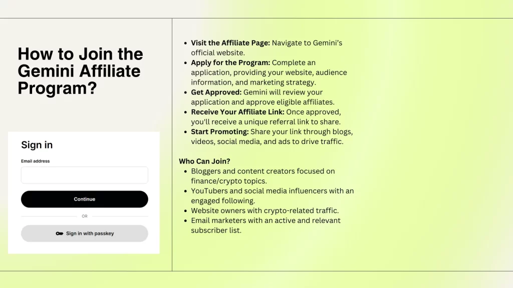 How to Join the Gemini Affiliate Program?